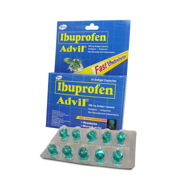 Buy Advil ibuprofen 200mg softgel capsule 10's online with MedsGo